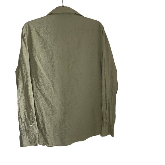 Zara Olive Green Relaxed Fit Long Sleeve Button Down Blouse Top Women Size Small - Picture 5 of 5